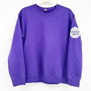 Gildan Trader Joes Crew Member Work Purple Crewneck Sweatshirt Logo Size S